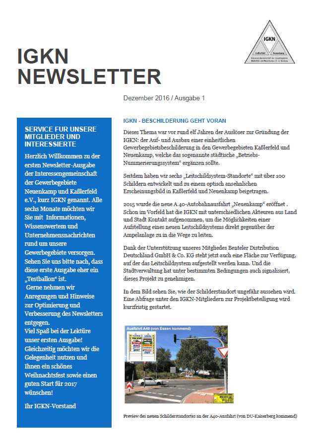 Newsletter #1 des IGKN e.V.